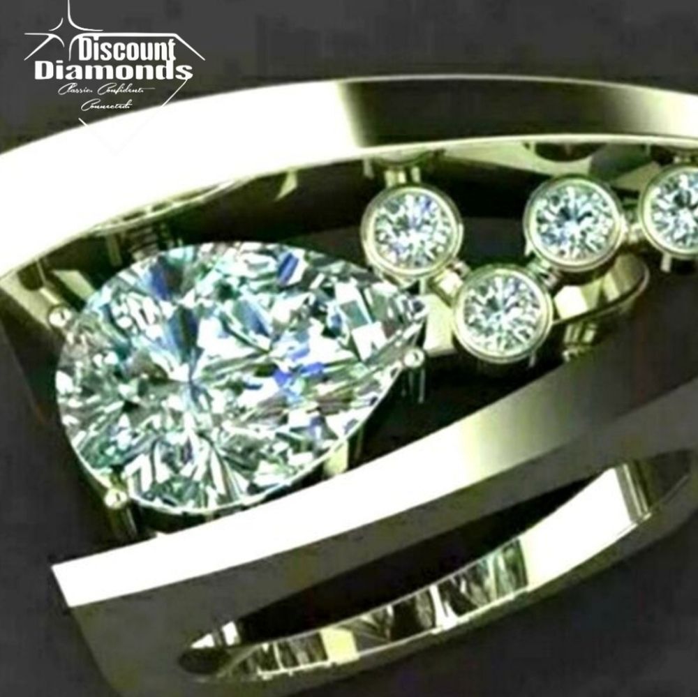 Clear White Diamond & White Baguette Diamond Cocktail Ring 925 Sterling Silver
